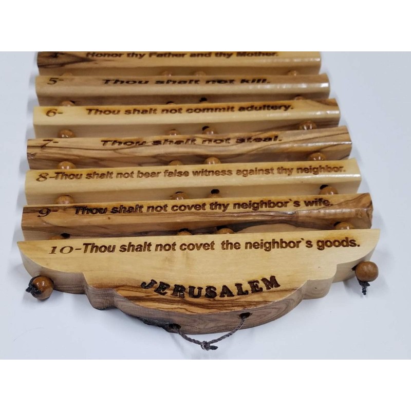 Bethlehem Olive Wood English Ten Commandments Wall Prayer