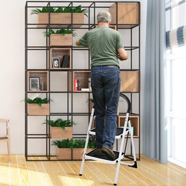 Giantex 2 Step Ladder Folding Step Stool Platform Home Kitchen Tool Multiuse Stepladder w/Sturdy Frame Rubber Hand Grip Anti-Slip Pedal Lightweight Portable Ladder 330Lbs Capacity