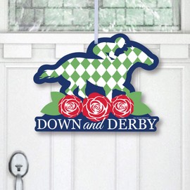 Big Dot of Happiness Kentucky Horse Derby - Hanging Porch Horse Race Party Outdoor Decorations - Front Door Decor - 1 Piece Sign