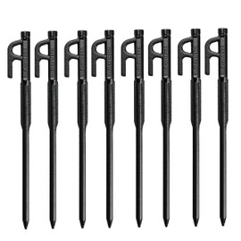 Captain Stag UA-4550 Pegs, CS Forged Solid Pegs, 7.9 inches (20 cm), Set of 8, Cationic Electrodeposition Coating, Black, Made in Japan