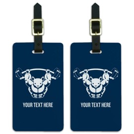 Custom 1 Line Gym Rat Weight Lifting Luggage ID Tags Cards Set of 2
