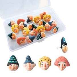 ALLUREVIE 20 Pcs Character Head Push Pins Decorative Push Pins Fun Push Pins Cute Thumb Tacks Face Push Pins Head Thumbtack Push Pins for Cork Board, Photo Wall, Map, Bulletin Board