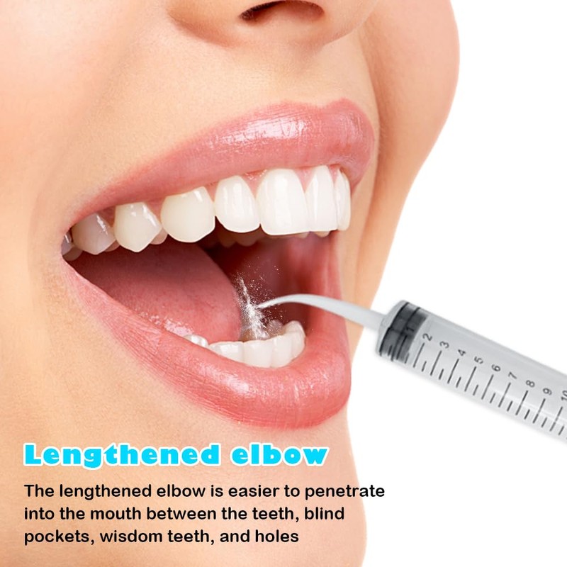 6 Pack 12cc Dental Irrigation Syringes ,Curved Tip Oral Care