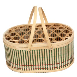 Parliky Easter Decor Handmade Bamboo Basket Safe Environment-friendly for Easter Props Storage of Eggs Bread Fruits Vegetables