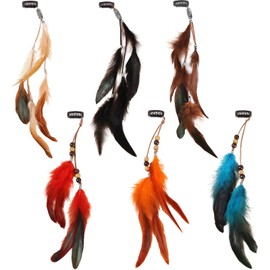 SSKHE 6 PCS Feather Hair Clip Boho Hair Extensions DIY Accessories Handmade Hair Feathers Extensions Hippie Hairpin Headdress for Women Girls Handmade Hairpin Headdress Halloween Cosplay Costume