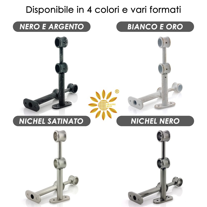 GIRASOLE HOME® 2 x Adjustable Double Curtain Pole Bracket, Heavy