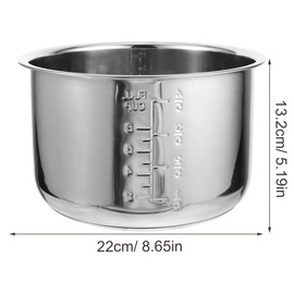 Mikinona 4L Stainless Steel Inner Pot Replacement for Electric Rice Cooker Pressure Cooker Cooking Accessory for Home Kitchen