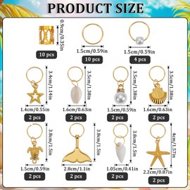 Shimmeroo Hair Charms For Braids,40PCS Hair Jewelry For Women Braids Various Shapes Accessories Include Pearl Seashell Star Starfish