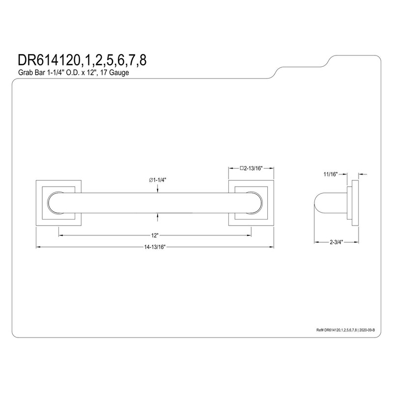 Kingston Brass DR614121 Designer Trimscape Claremont Decor 12-Inch Grab Bar