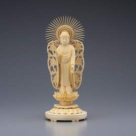 Butsudanya Takita Shoten Buddha Statue Supervised by "Hokari Koudo", Nishi Amitabha Nyorai (Pure Land Sect Honganji School), White Wooden, 3.5 inches (20.8 cm) x Width 4.0 inches (10.2 cm) ◆ Honzon