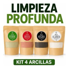 Kit Barro Para Mascarillas Arcilla Roja Verde Blanco Negro