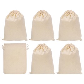 PATIKIL 8"x6" Coin Money Sacks Bag, 6 Pack Bank Deposit Change Transit Bags Cash Bag with Drawstring Currency Bags Gift Bag Style 2, Beige
