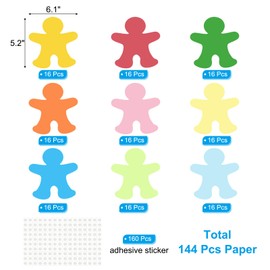 PATIKIL People Cutouts, 144 Pack Paper Person Shape, Colorful People Cutout for Classroom Decoration DIY Craft Project, Assorted Color