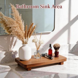 Wood Riser for Kitchen Counter,10" x 5" Walnut Farmhouse Pedestal Tray