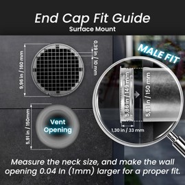 Repa Market 6 Inch Galvanized Steel Duct End Cap with Mesh Screen and Rubber Gasket Round Vent Plug Male Fit/HVAC Exhaust & Intake Pipe Cover/Air Vent Cap for Indoor & Outdoor Dryer Duct Systems