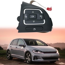 Sincigparts Black Car Multifunction Steering Wheel Switch Audio Control Button for VW Golf MK6 Jetta Tiguan Caddy, 5C0959538 5C0959538A