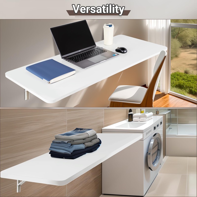 Neoaider Wall Mounted Folding Table 47.2”L x 19.7”W, Laundry Folding