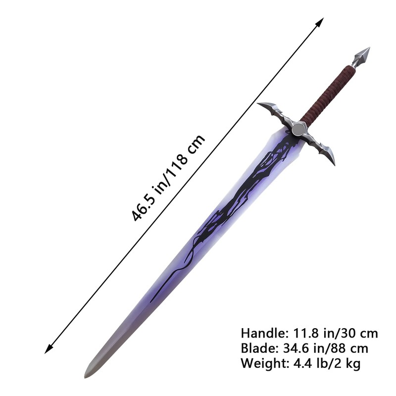 COSWOR 46.5" Anime Stainless Steel Demon King Baran's Long Sword