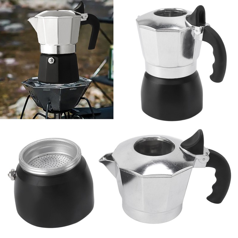 Moka Pot with Double Valve 150ML octagonal Aluminum Moka Stovetop