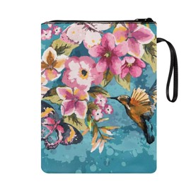 Poceacles Hummingbird Cherry Blossoms Book Covers for Paperback Book Protection Zipper Pocket Washable Book Covers for Hardcover