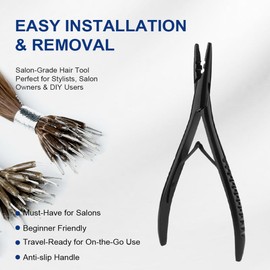 Lanshii Hair Extension Pliers kit for Sewing Weft Extensions Pro Double-Hole Hair Extension Pliers Micro Ring Beading Tool Metal Hair Clips Removable Hair Loop Tool