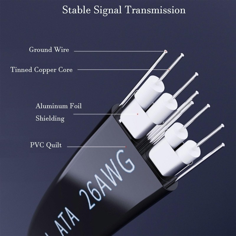 qintxgrtysen SATA Cable III,1 Pack SATA Cable III 6Gbps Straight