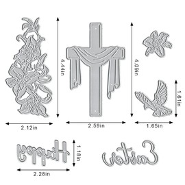 Easter Flowers Cross Metal Cutting Dies Happy Easter Words Animals Die Cuts for Card Making - Easter Embossing Stencil Template Tool for Easter Day DIY Scrapbooking Photo Album Card Craft Decoration