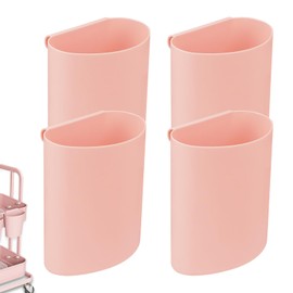 Biiange 4Pcs Cart Small Hanging Basket, Hanging Cup Holder, Portable Trash Can Makeup Accessories, Trolly Dolly Cart Storage (Pink)