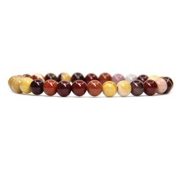 Angelstones Natural Mookaite Jasper Gemstone 6mm Round Beads Stretch Bracelet 7" Unisex