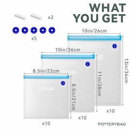 Sous Vide Bags Reusable 30 Pcs, Reusable Vacuum Seal Bags(S+M+L) Compatible for Food for Anova, Joule Cookers, BPA Free Sous Vide Kit