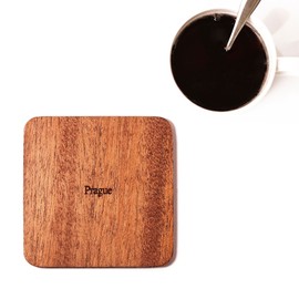 Prague Map Coaster by O3 Design Studio, Set Of 4, Sapele Wooden Coaster With City Map, Handmade