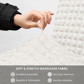 NICEEC High Stretch Chair Covers for Dining Chairs Covers Set of 6 Removable Dining Room Chair Covers with Skirt Spandex Parson Chair Slipcovers Protector for Kitchen Wedding Party Banquet(White)