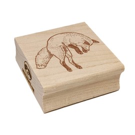 Jumping Leaping Fox Square Rubber Stamp for Stamping Crafting - 2.75in Large
