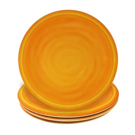 Le Cadeaux Luxury Melamine Dinner Plate 11 inch, Set of 4, Sicily Solid Orange