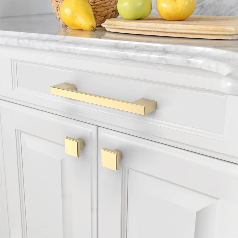 Amerdeco 8 Pack Brushed Brass Cabinet Pulls 128mm Hole Center