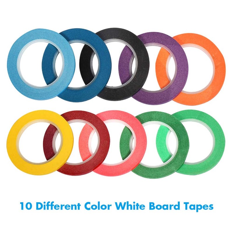 Selizo 10 Rolls 1/8” Whiteboard Pinstripe Tape Dry Erase Board