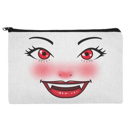 Happy Vampire Girl Smiling Face Makeup Cosmetic Bag Organizer Pouch