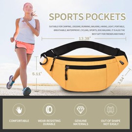 DAITET Large Crossbody Fanny Pack for Men&Women,Waist Bag & Hip Bum Bag for Outdoors Workout Traveling Casual Running Hiking Cycling,Easy Carry Any Phone(Loop Yellow)