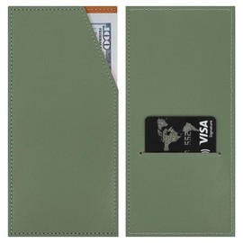 KONVINIT PU Leather Cash Envelope Wallet, Green Money Holder - Receipt Holder for Travel, Reusable Cash Envelopes for Budgeting & Organizing