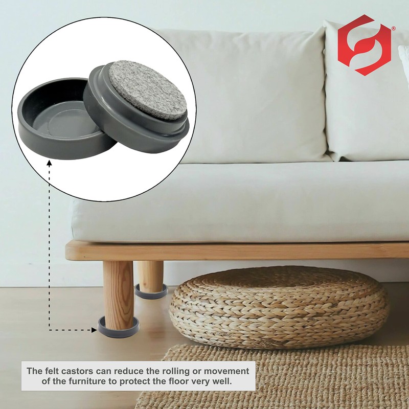 SUL Castor Caster Cup With Felt Pad Non Slip Floor