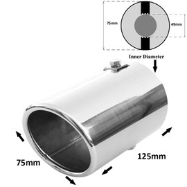 Rumplex Exhaust Trim Round Stainless Steel Sports Exhaust Tailpipe End Pipe Trim Exhaust Tips Tailpipe Trim Silencer Tip Universal Exhaust Pipe Chrome Rustproof