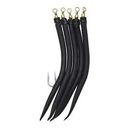 Kinetic Rubber Makk Available in Five Colours and Sizes, Pack of 5, Perma Steel Hooks (Black, 6/0)