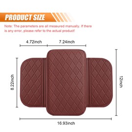 LAINLOY Car Center Console Armrest Pad, Leather Waterproof Car Armrest Protector Cushion, Car Armrest Seat Box Cover with 2 Storage Bags, Car Interior Accessories for Car, Truck, SUV (Red)