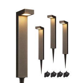 EDISHINE Low Voltage Pathway Lights Wired, 3000K 3.2W 50,000Hrs Waterproof LED Outdoor Landscape Lighting with Connectors, 12V Modern Cast-Aluminum Landscape Path Lights for Walkway Garden, 4 Pack