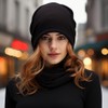 Miobo Slouch Beanie Hat, Destroyed Vintage Look, One Size, black