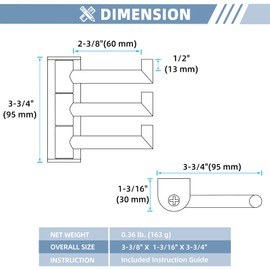 Suyar Bathroom Towel Hook 3 Arms, SUS 304 Stainless Steel Swivel Coat Robe Holder, Towel Hanger Wall Mounted, Brushed Nickel