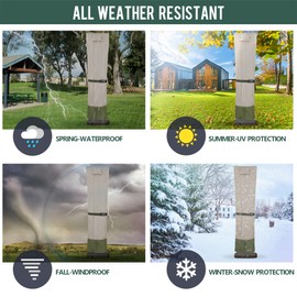 Rachmi Patio Cantilever Umbrella Cover for 9-13 Ft Umbrellas, 600D Water-resistant UV & Fade Resistant Cover Fits Round / Square Outdoor Garden Offset Parasol with Zipper & Rod, Khaki-Green