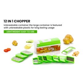 Sharva Vegetable Chopper and Spiralizer - Food Chopper with Container, Fruit Slicer, Kitchen Gadgets & Accessories, Home Essentials (4 in 1, White)