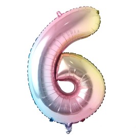 40 inch Rainbow Number 0-9 Gradient Colorful Big Size Number Foil Helium Balloons Birthday Party Celebration Decoration Large globos (40 inch 6 Rainbow)