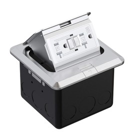 WEBANG Pop Up Floor Outlet Covers Box with 20 Amp Stainless Steel GFCI Tamper/Weather Resistant Receptacle Outlet, 1 Pack, Silver